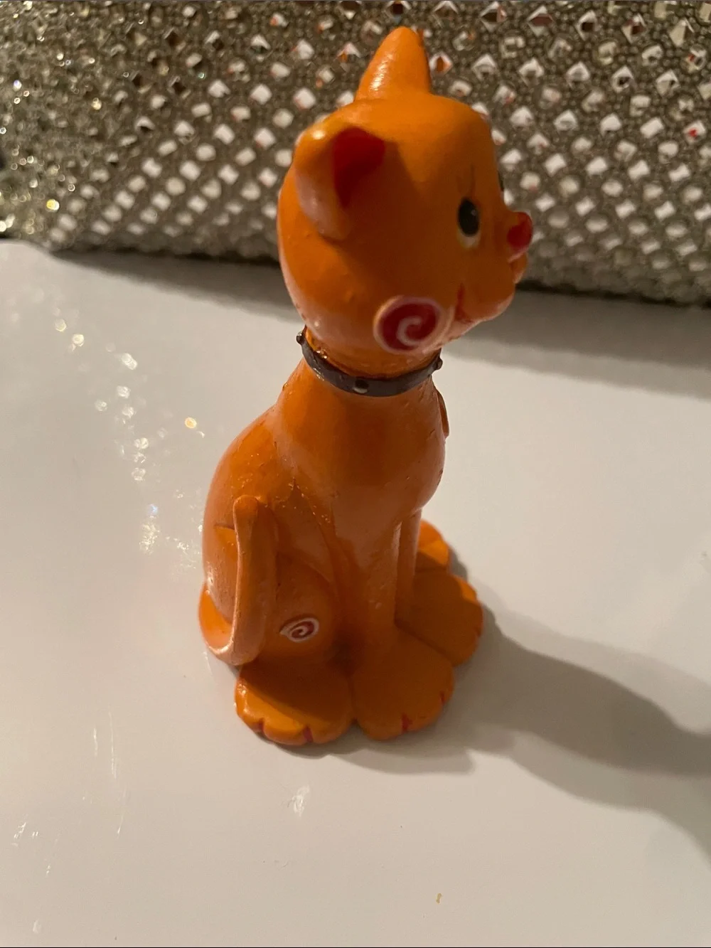 Orange Ceramic/Clay Cat Figurine
